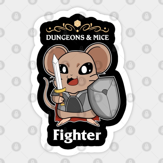 Dungeons & Mice Fighter Fantasy Tabletop RPG Roleplaying D20 Gamer Sticker by TheBeardComic